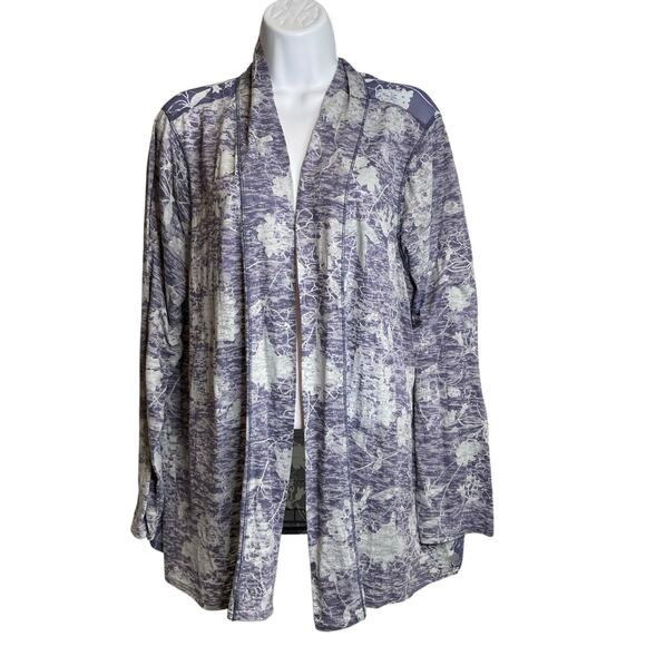 Coldwater Creek Womens Purple Floral Print Open Front Cardigan Size 2X Lagenlook - Picture 1 of 11